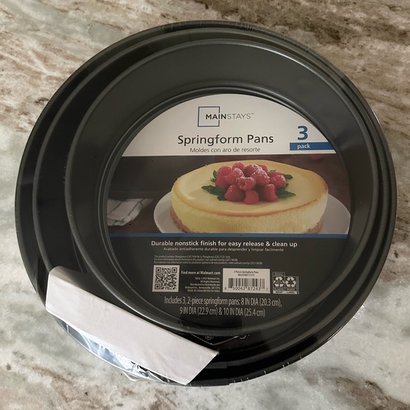 Set of 3 Non-Stick Carbon Steel Springform Cake Pans 8” 9” 10” - Picture 2 of 11